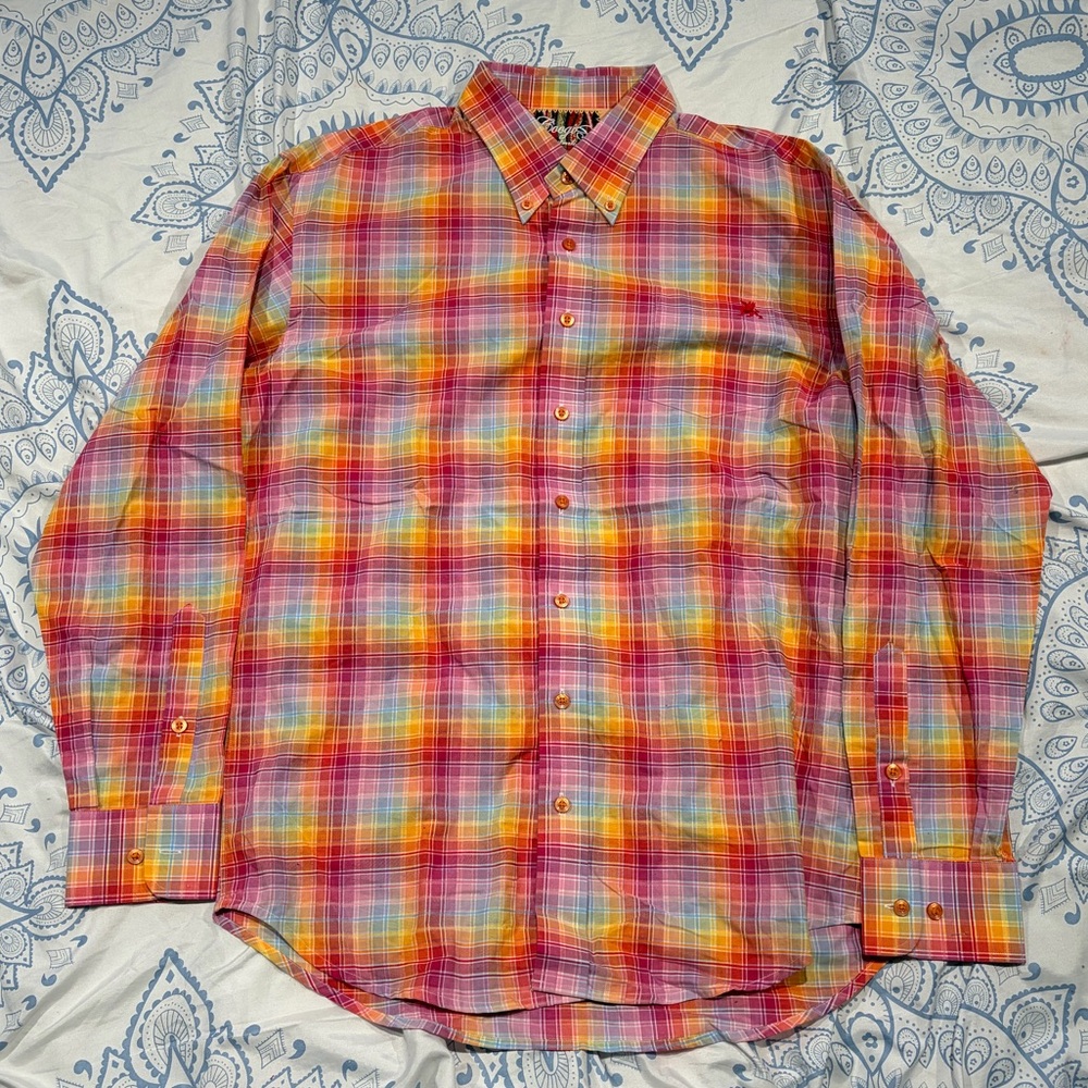 COOGI Multicolor Plaid Button-Down Shirt - Pink, Yellow, Blue